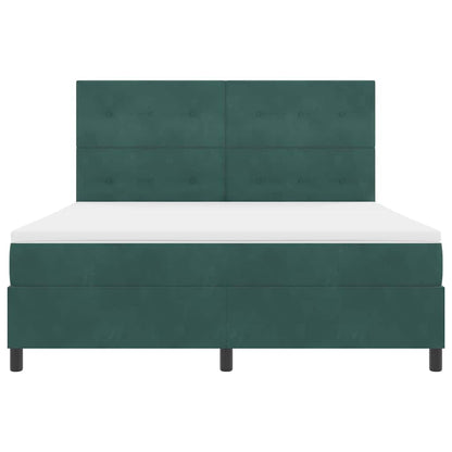 Postel S Boxspringem S Čelo Tmavě Zelená 180 X 200 Cm Samet