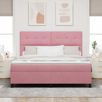 Postel S Boxspringem S Čelo Růžová 180 X 200 Cm Samet