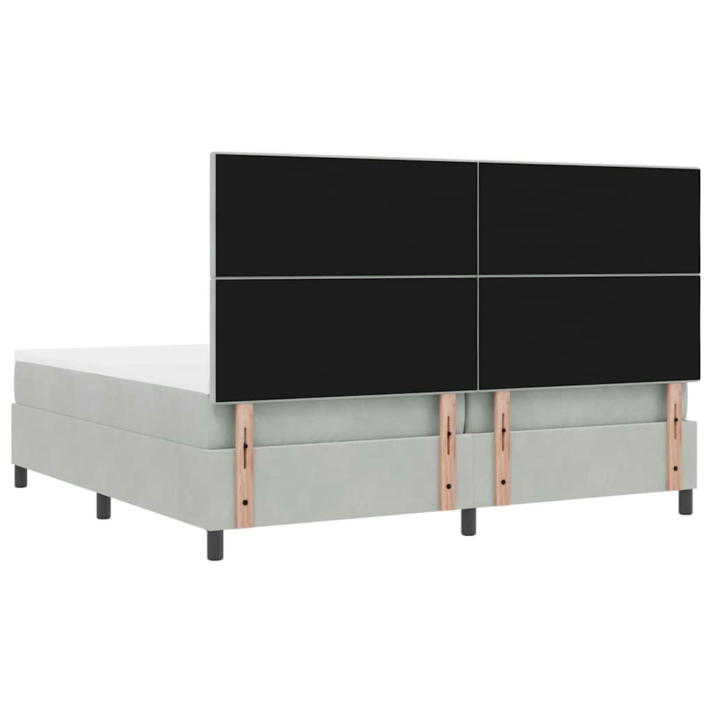 Postel S Boxspringem S Čelo Světle Šedá 200 X 200 Cm Samet