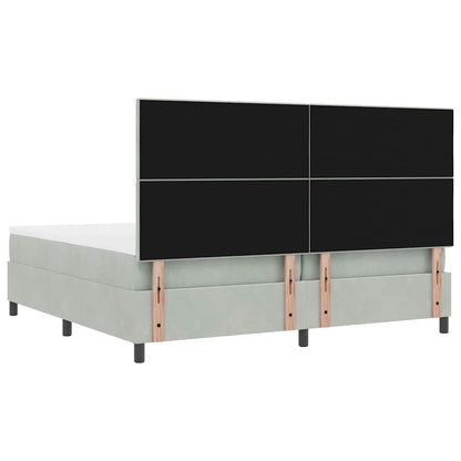 Postel S Boxspringem S Čelo Světle Šedá 200 X 200 Cm Samet