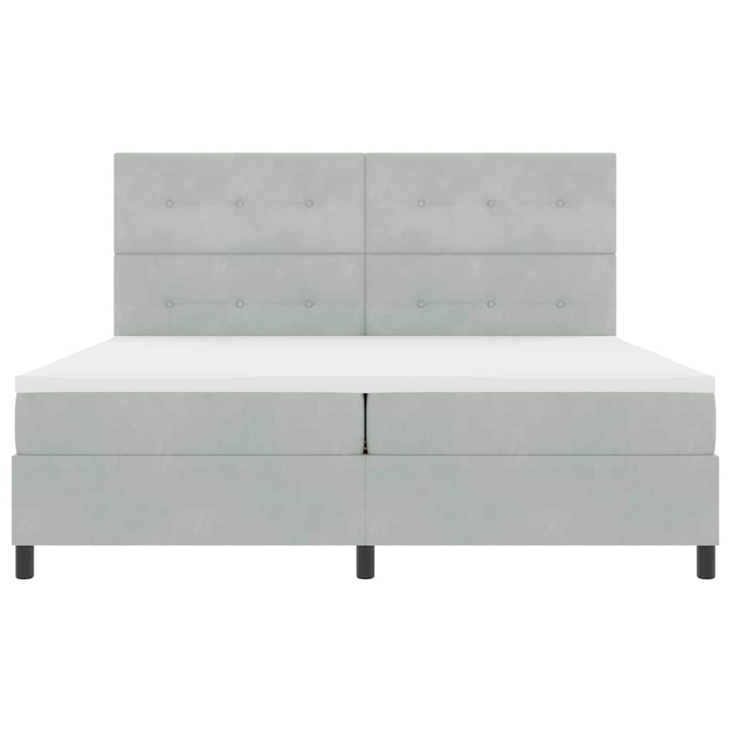 Postel S Boxspringem S Čelo Světle Šedá 200 X 200 Cm Samet