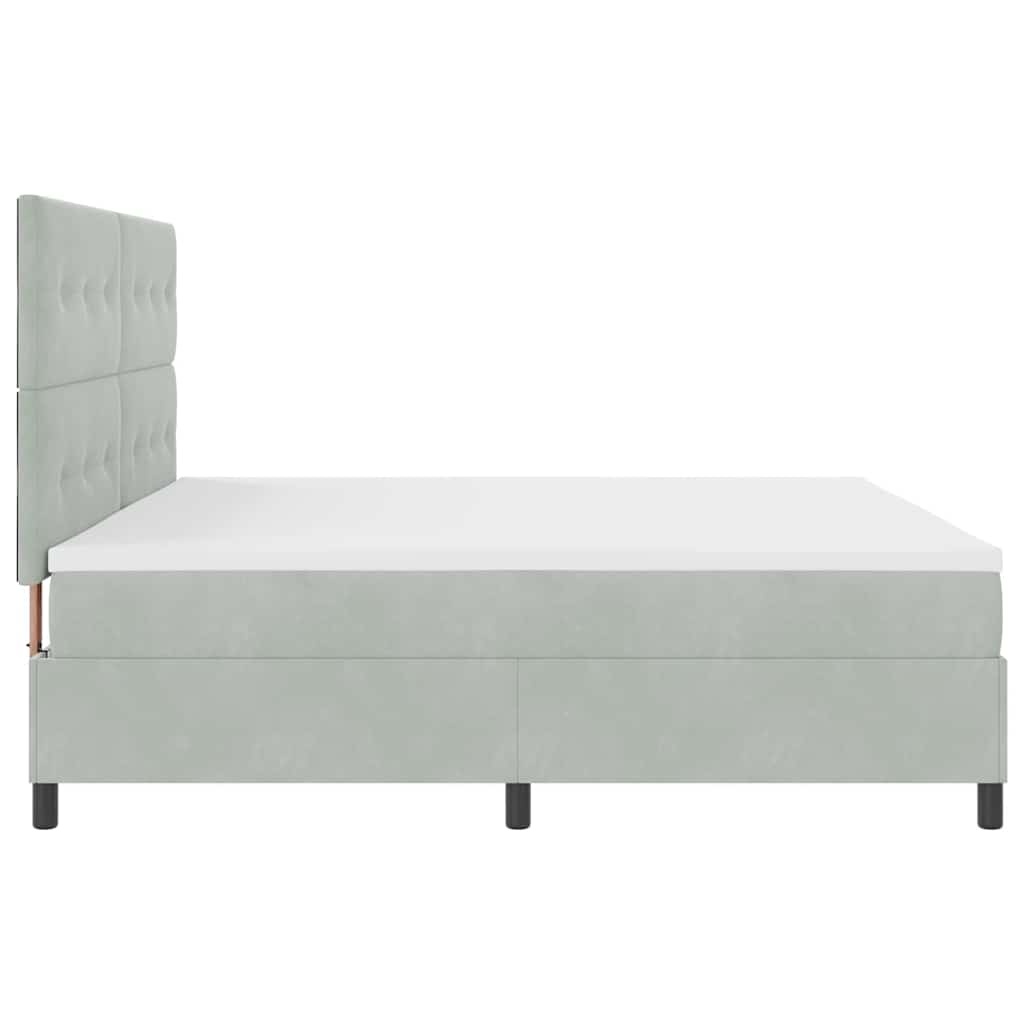 Postel S Boxspringem S Čelo Světle Šedá 200 X 200 Cm Samet