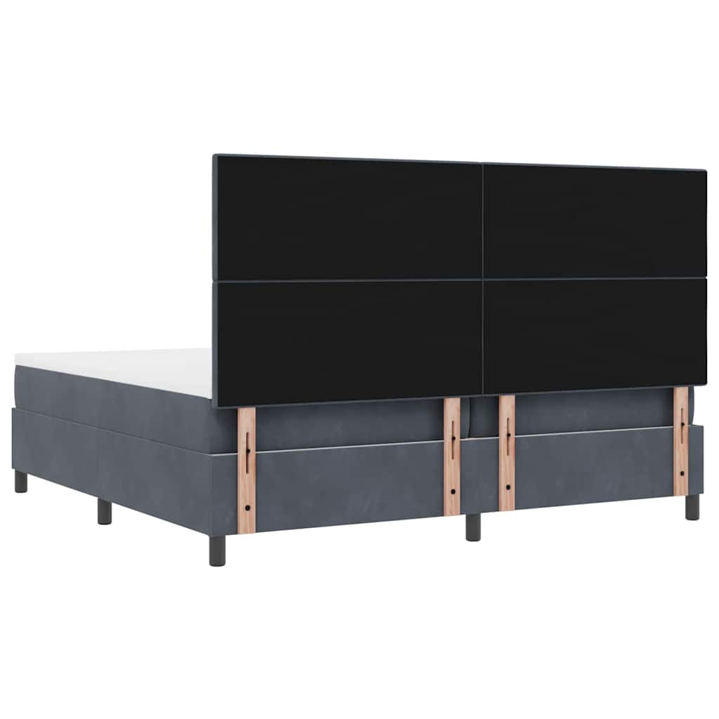 Postel S Boxspringem S Čelo Tmavě Šedá 200 X 200 Cm Samet