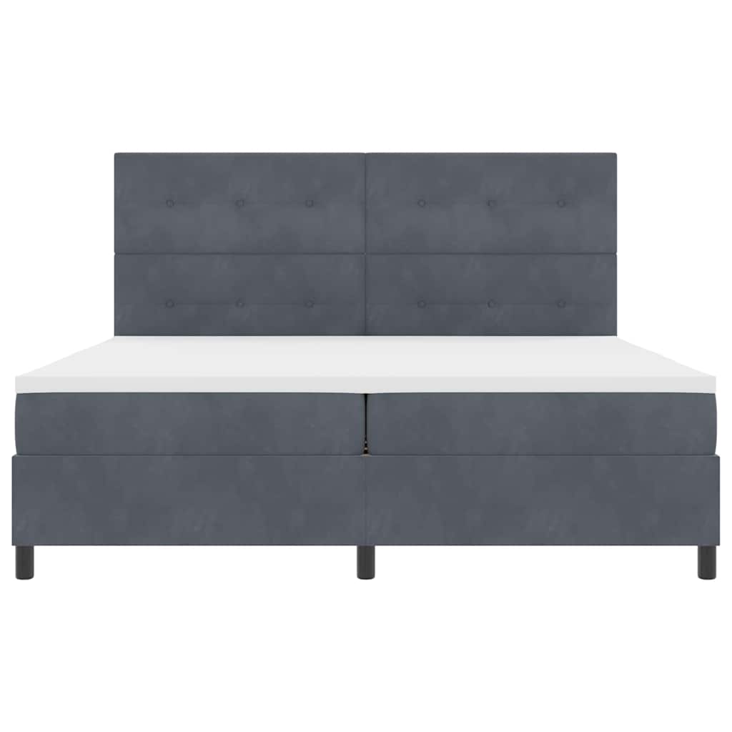Postel S Boxspringem S Čelo Tmavě Šedá 200 X 200 Cm Samet