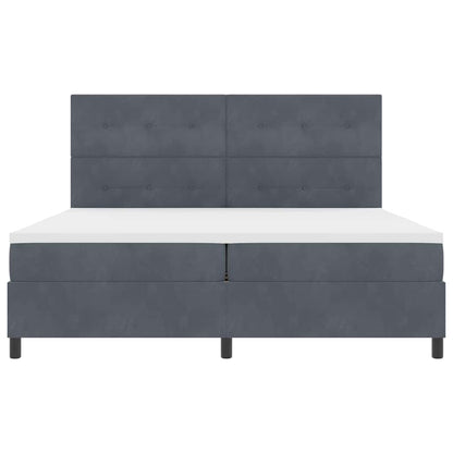 Postel S Boxspringem S Čelo Tmavě Šedá 200 X 200 Cm Samet