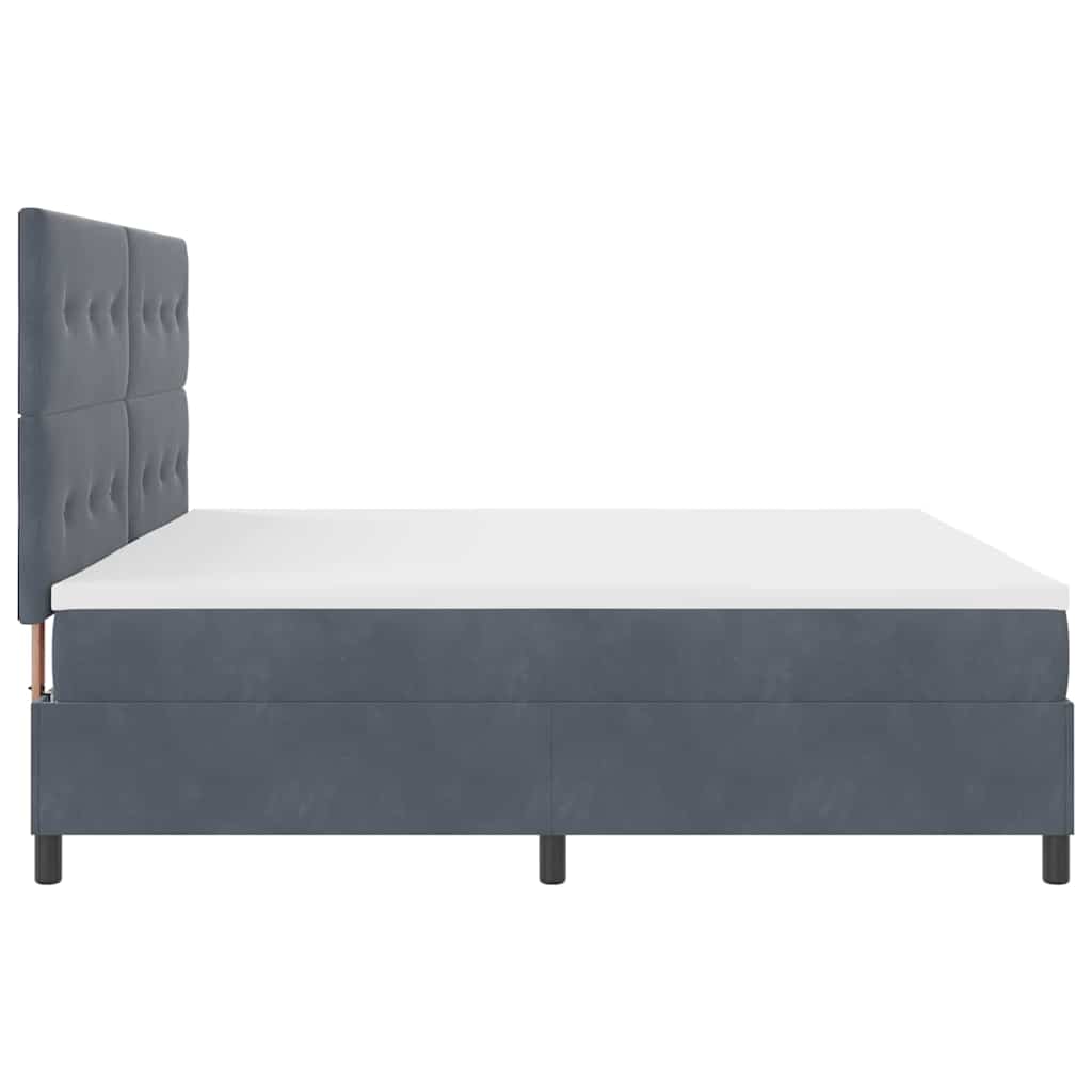 Postel S Boxspringem S Čelo Tmavě Šedá 200 X 200 Cm Samet