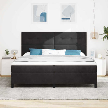 Postel S Boxspringem S Čelo Černý 200 X 200 Cm Samet