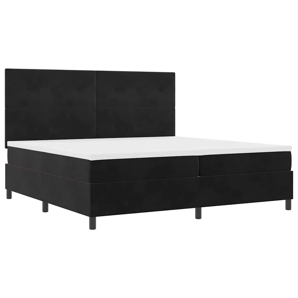 Postel S Boxspringem S Čelo Černý 200 X 200 Cm Samet