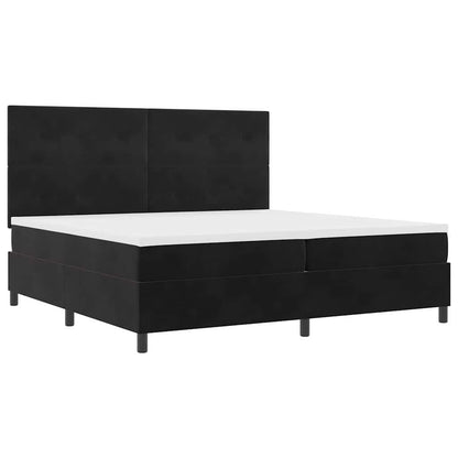 Postel S Boxspringem S Čelo Černý 200 X 200 Cm Samet