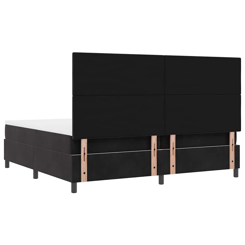 Postel S Boxspringem S Čelo Černý 200 X 200 Cm Samet