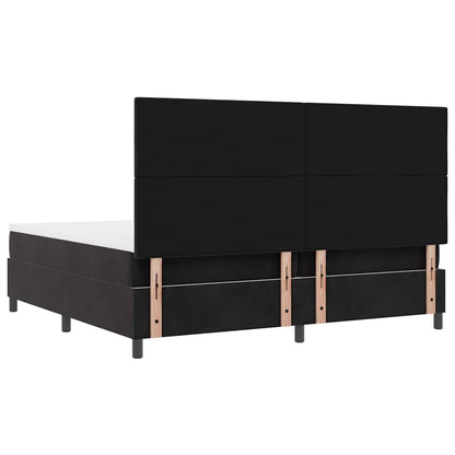 Postel S Boxspringem S Čelo Černý 200 X 200 Cm Samet