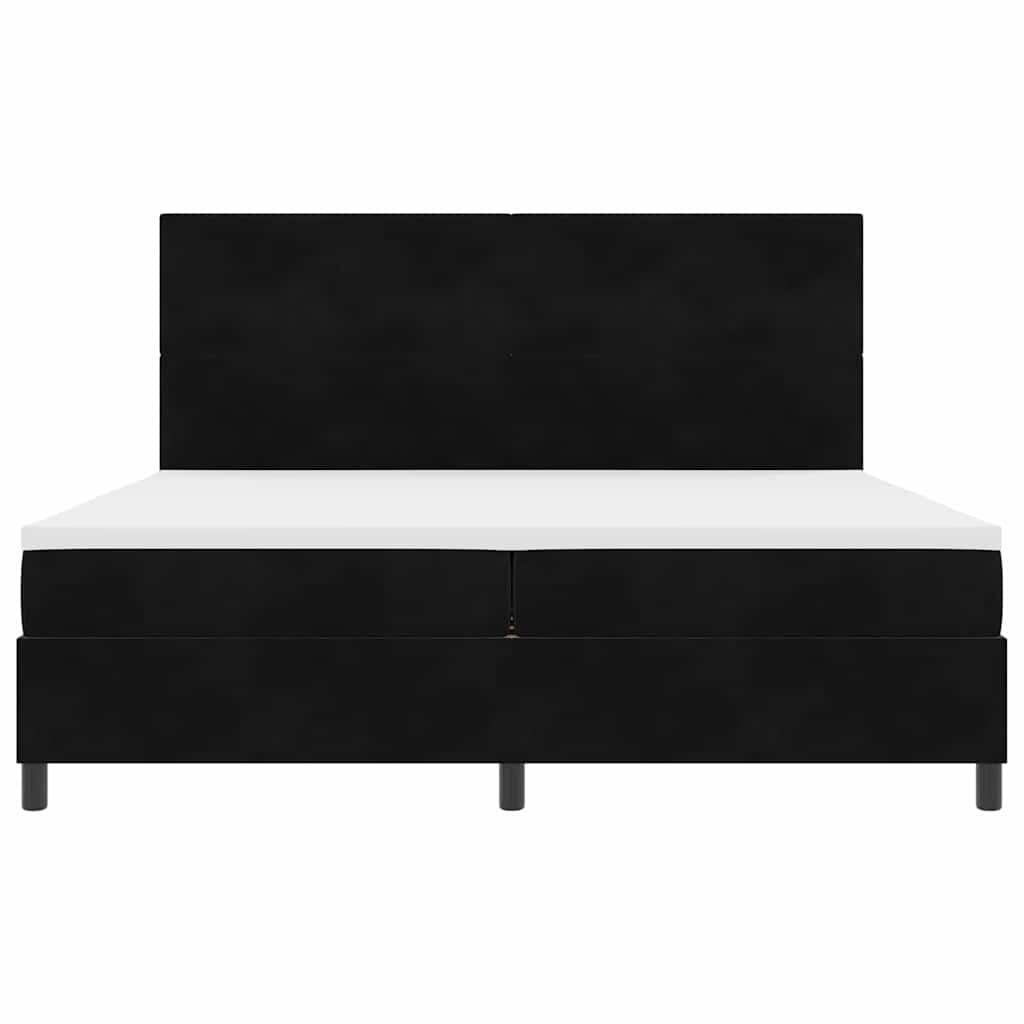 Postel S Boxspringem S Čelo Černý 200 X 200 Cm Samet