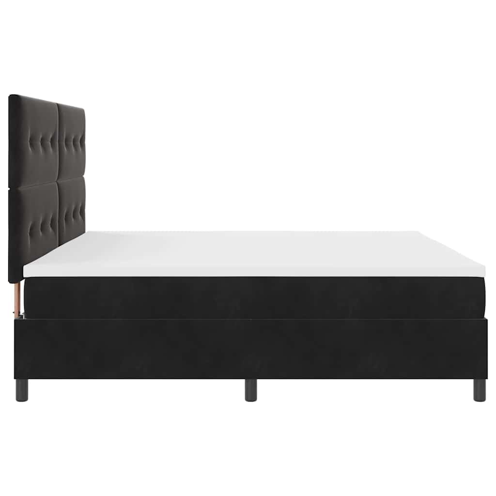 Postel S Boxspringem S Čelo Černý 200 X 200 Cm Samet