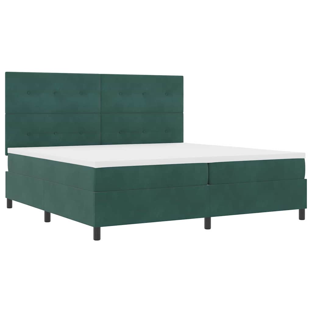 Postel S Boxspringem S Čelo Tmavě Zelená 200 X 200 Cm Samet