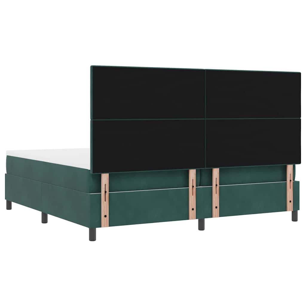 Postel S Boxspringem S Čelo Tmavě Zelená 200 X 200 Cm Samet