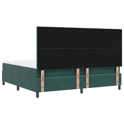 Postel S Boxspringem S Čelo Tmavě Zelená 200 X 200 Cm Samet