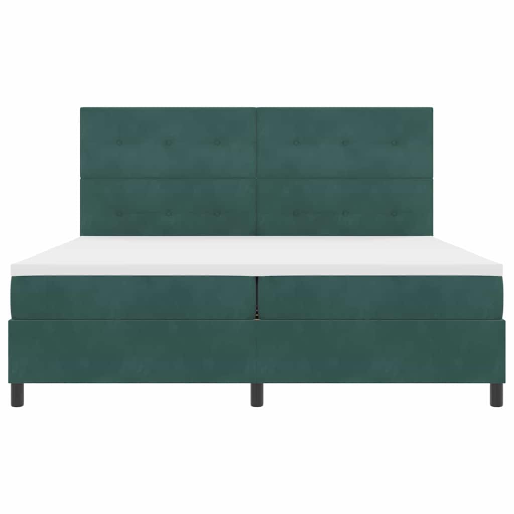 Postel S Boxspringem S Čelo Tmavě Zelená 200 X 200 Cm Samet