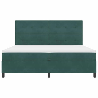 Postel S Boxspringem S Čelo Tmavě Zelená 200 X 200 Cm Samet