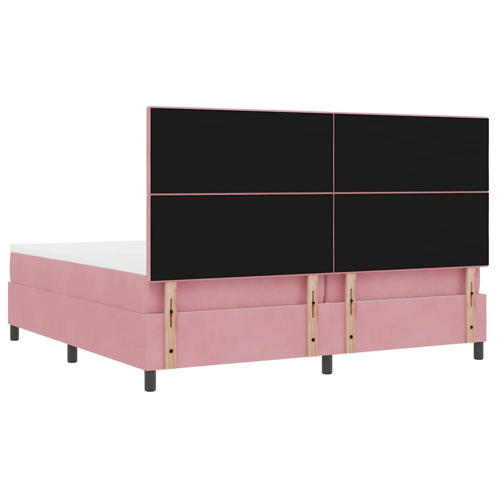 Postel S Boxspringem S Čelo Růžová 200 X 200 Cm Samet