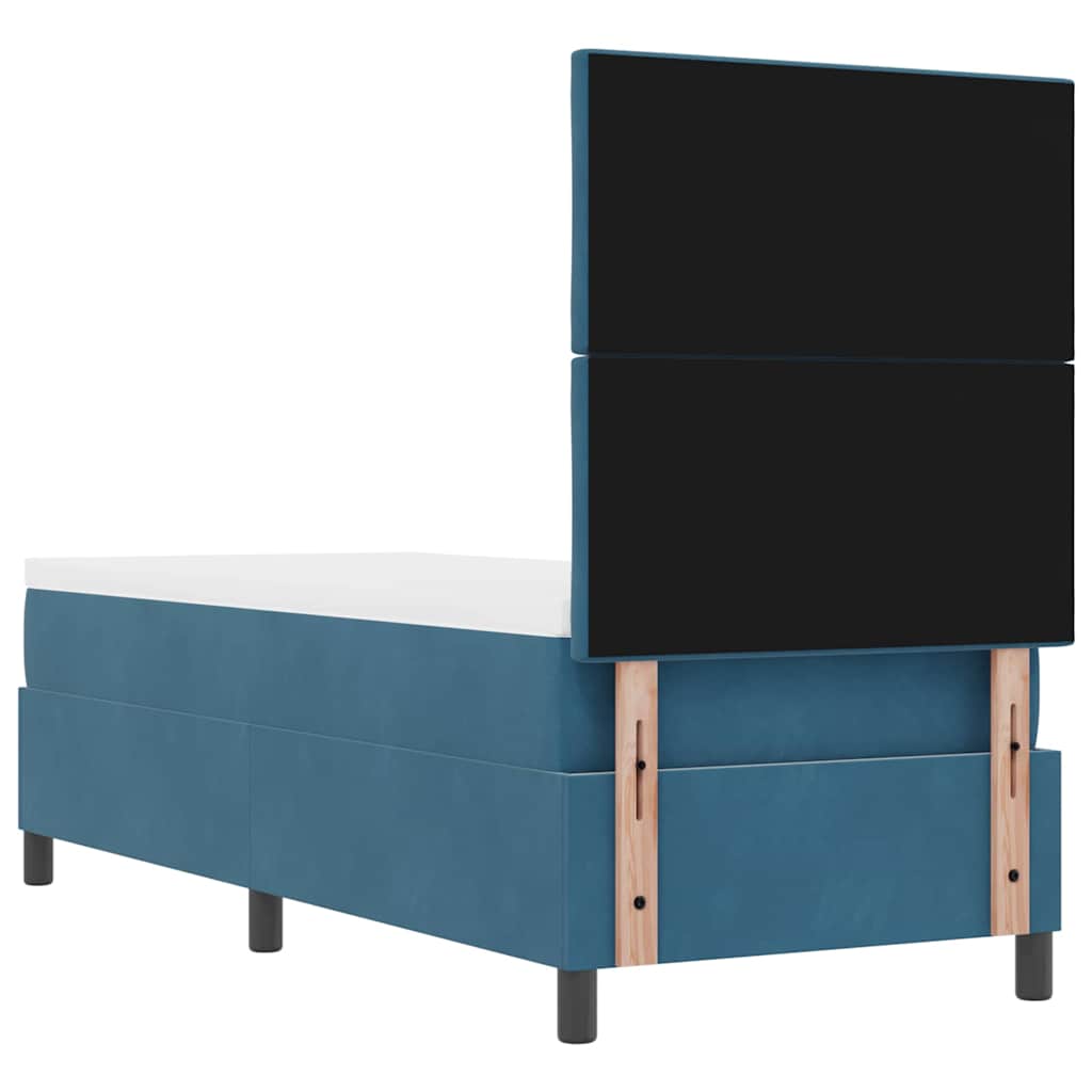Postel S Boxspringem S Čelo Tmavě Modrá 80 X 200 Cm Samet