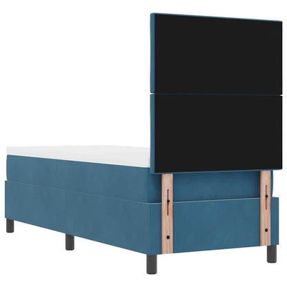Postel S Boxspringem S Čelo Tmavě Modrá 80 X 200 Cm Samet
