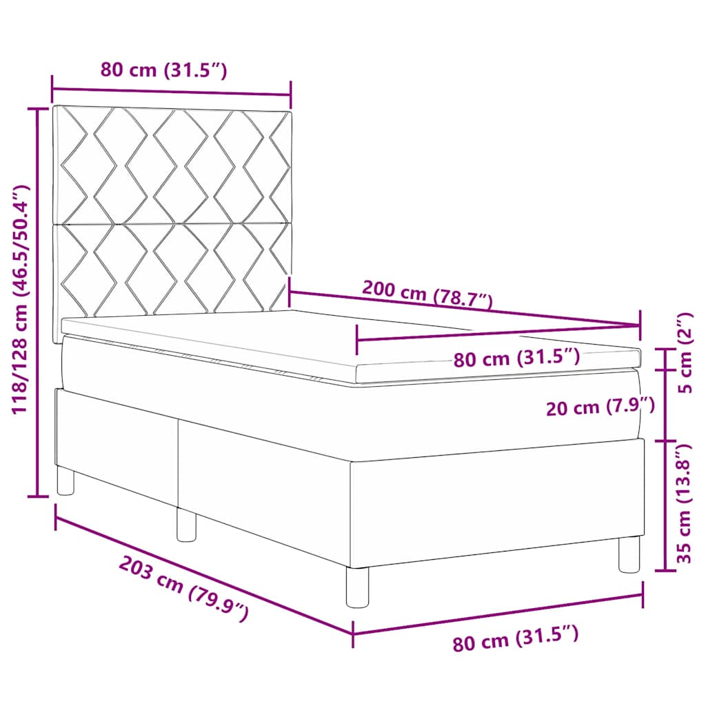 Postel S Boxspringem S Čelo Tmavě Modrá 80 X 200 Cm Samet