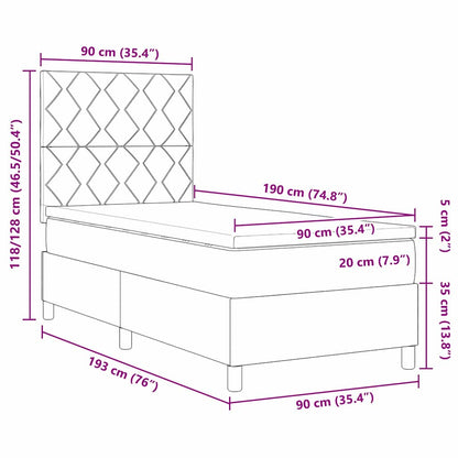 Postel S Boxspringem S Čelo Tmavě Modrá 90 X 190 Cm Samet