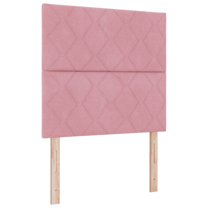 Postel S Boxspringem S Čelo Růžová 90 X 200 Cm Samet