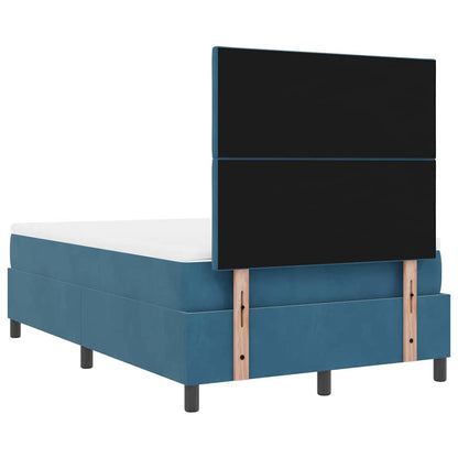 Postel S Boxspringem S Čelo Tmavě Modrá 120 X 200 Cm Samet