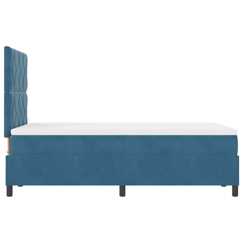 Postel S Boxspringem S Čelo Tmavě Modrá 120 X 200 Cm Samet
