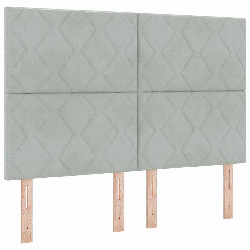 Postel S Boxspringem S Čelo Světle Šedá 140 X 190 Cm Samet