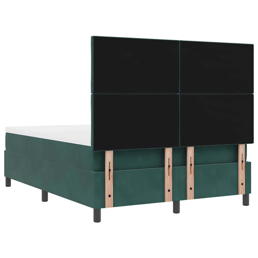 Postel S Boxspringem S Čelo Tmavě Zelená 140 X 190 Cm Samet