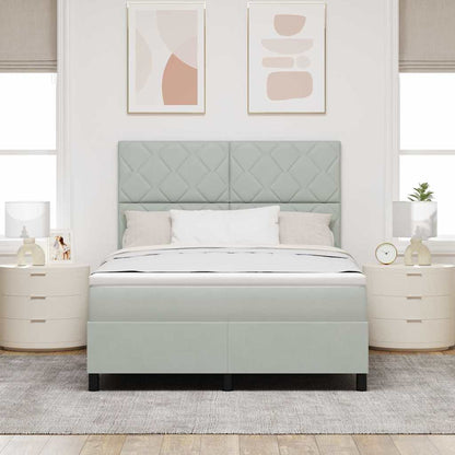 Postel S Boxspringem S Čelo Světle Šedá 140 X 200 Cm Samet