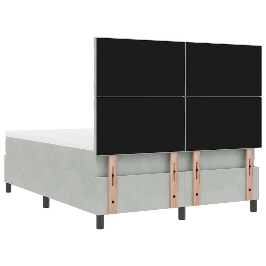 Postel S Boxspringem S Čelo Světle Šedá 140 X 200 Cm Samet
