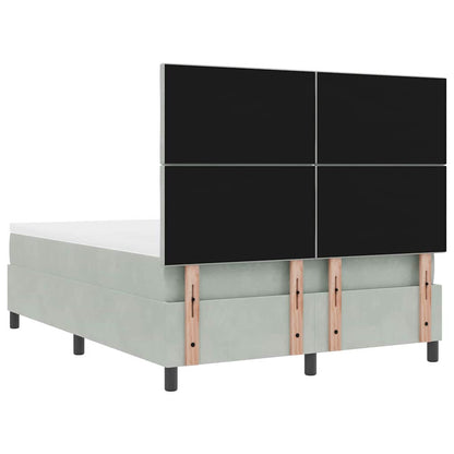 Postel S Boxspringem S Čelo Světle Šedá 140 X 200 Cm Samet