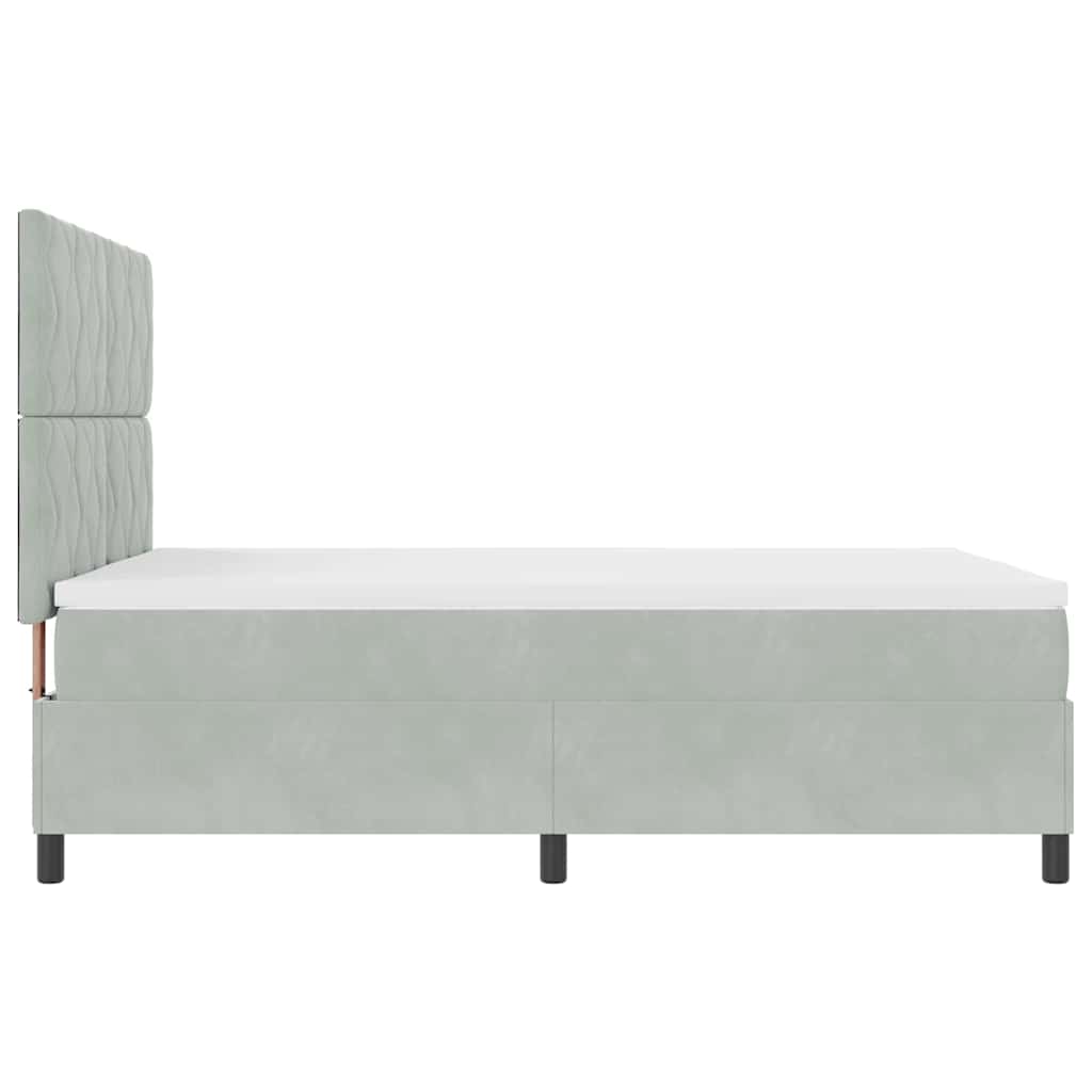 Postel S Boxspringem S Čelo Světle Šedá 140 X 200 Cm Samet