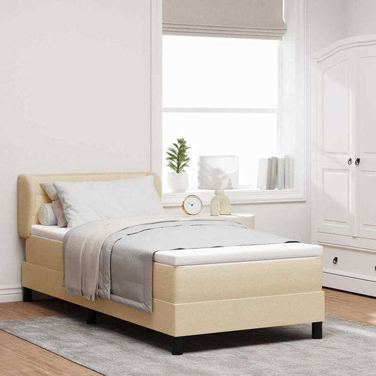 Postel S Boxspringem S Matrací Krémová 80 X 200 Cm Textil