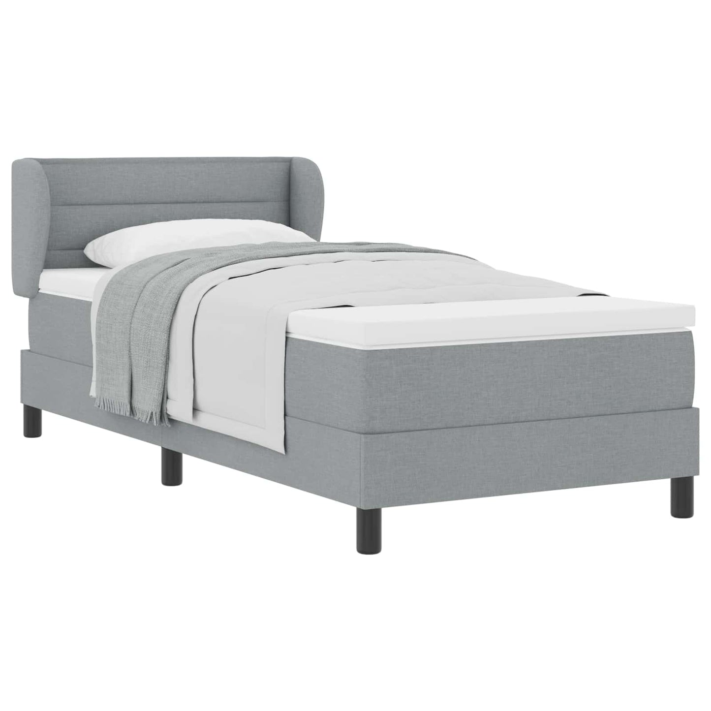 Postel S Boxspringem S Matrací Světle Šedá 90 X 190 Cm Textil