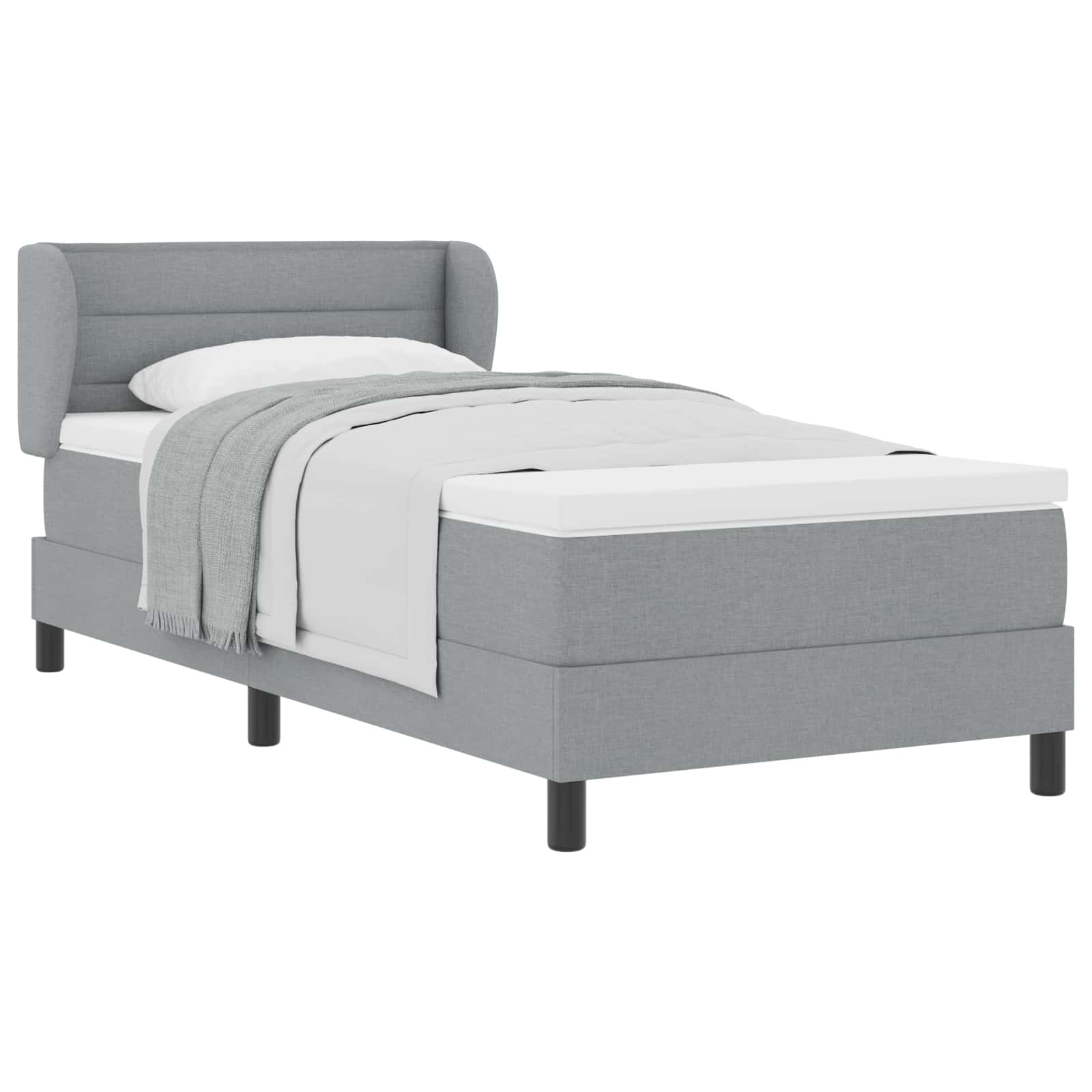 Postel S Boxspringem S Matrací Světle Šedá 90 X 190 Cm Textil