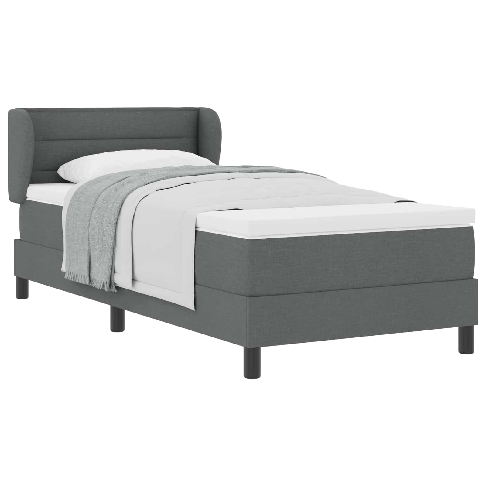 Postel S Boxspringem S Matrací Tmavě Šedá 90 X 190 Cm Textil
