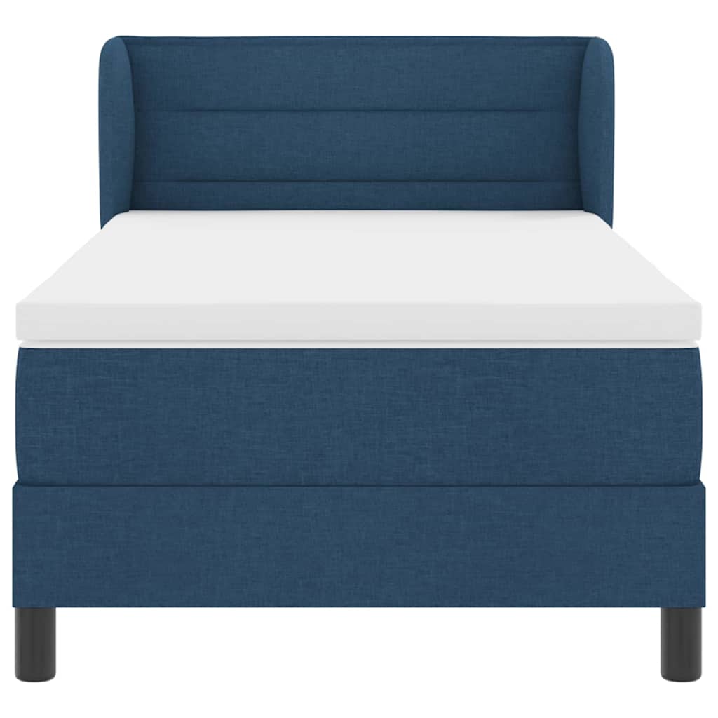 Postel S Boxspringem S Čelo Modrá 90 X 190 Cm Textil