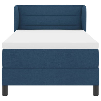 Postel S Boxspringem S Čelo Modrá 90 X 190 Cm Textil