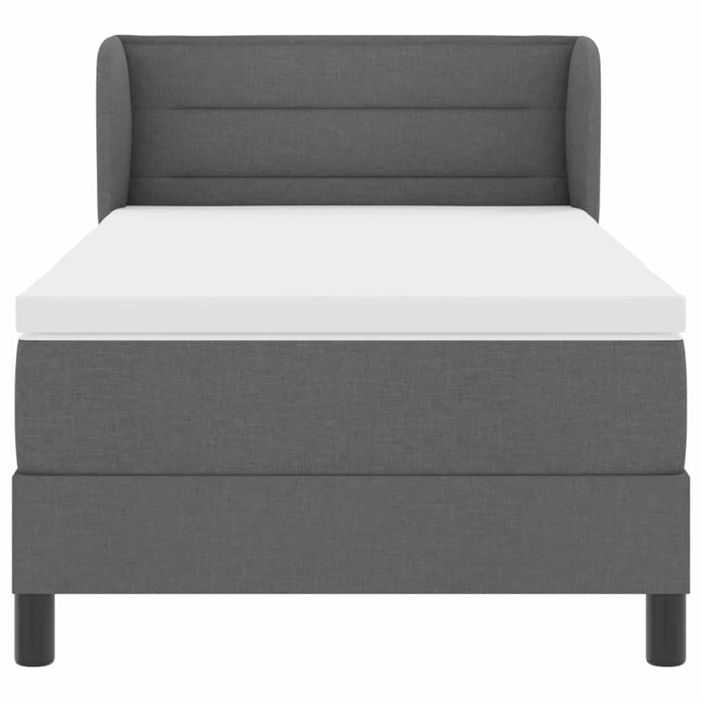 Postel S Boxspringem S Matrací Tmavě Šedá 90 X 200 Cm Textil