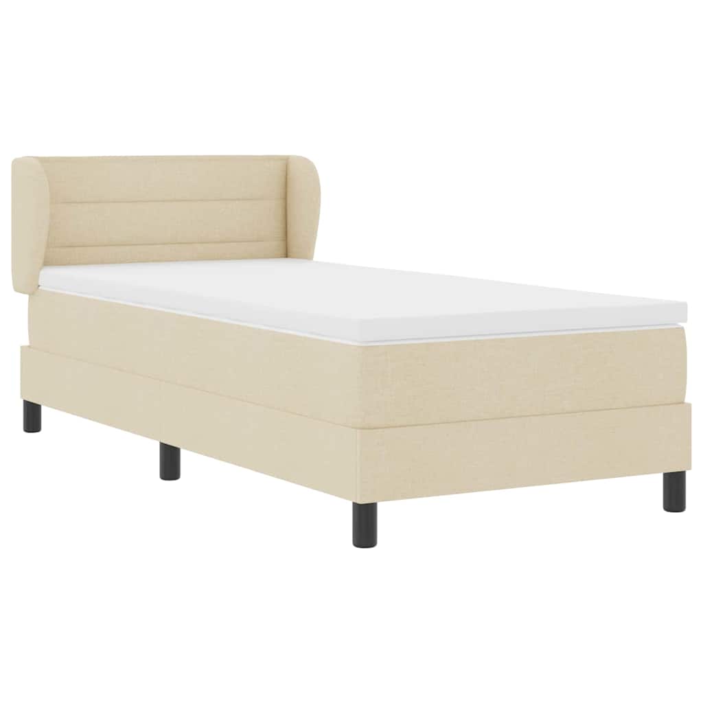 Postel S Boxspringem S Matrací Krémová 100 X 200 Cm Textil
