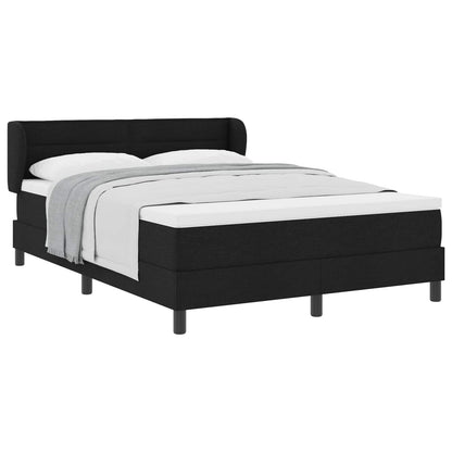Postel S Boxspringem S Matrací S Čelo Černá 140 X 190 Cm Textil