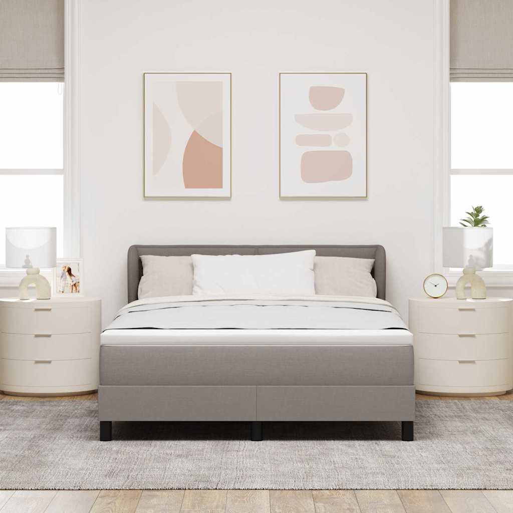 Postel S Boxspringem S Matrací S Čelo Taupe 140 X 190 Cm Textil