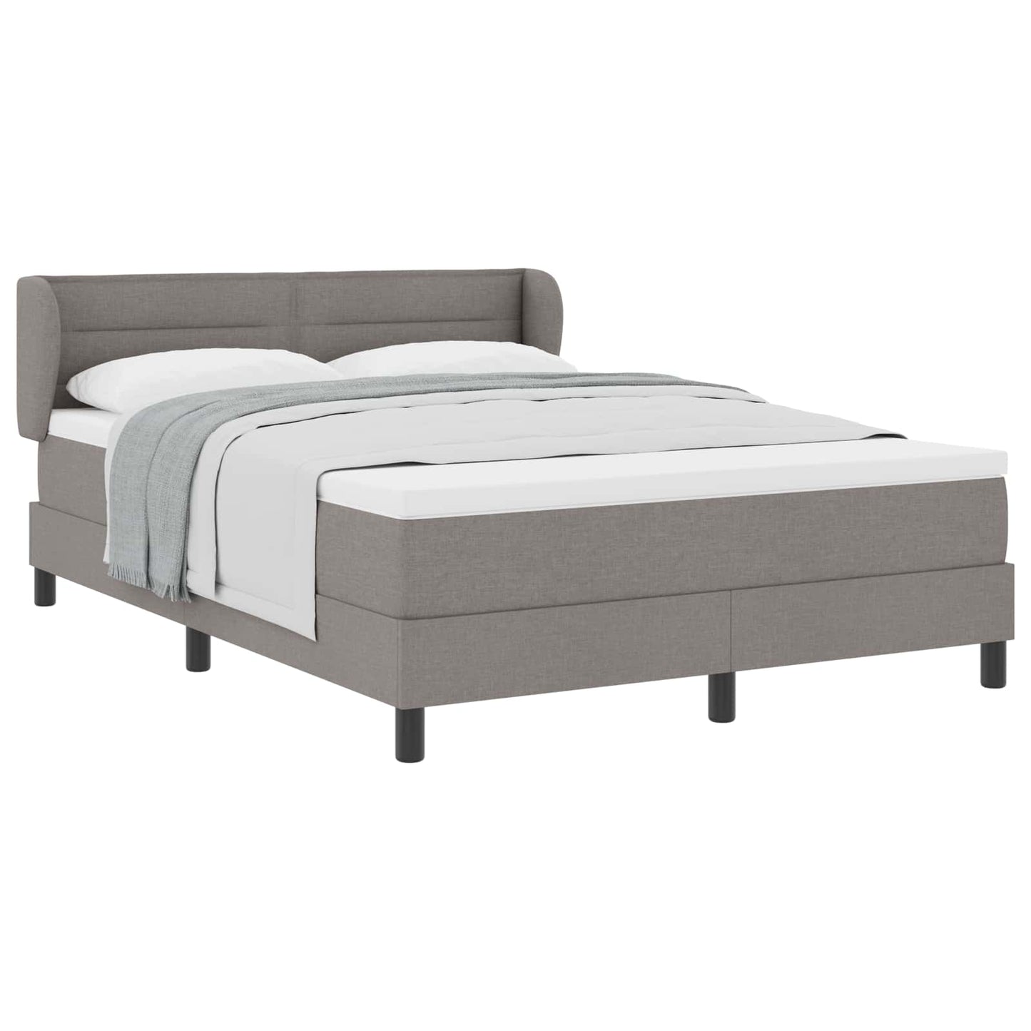 Postel S Boxspringem S Matrací S Čelo Taupe 140 X 190 Cm Textil