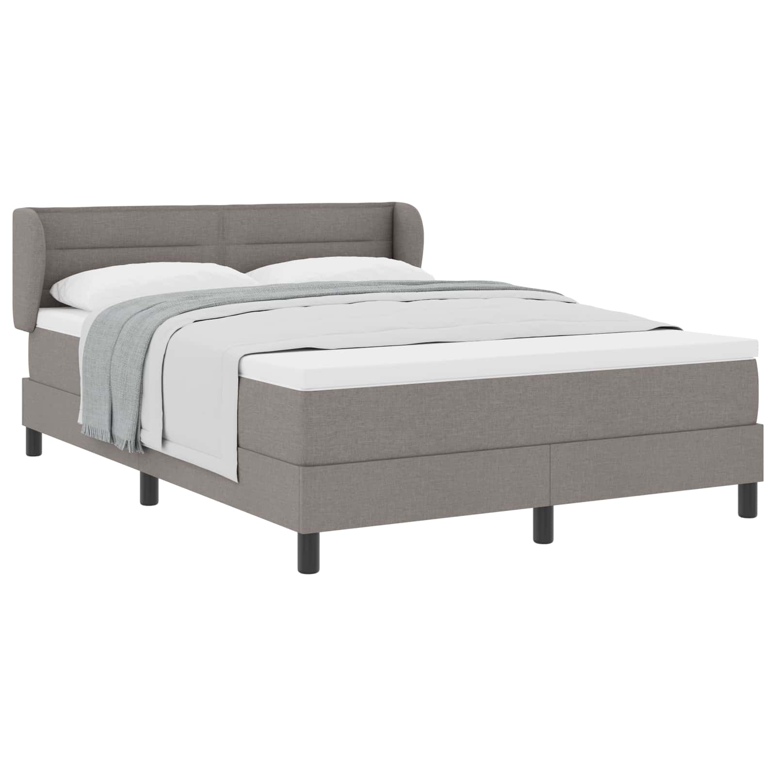 Postel S Boxspringem S Matrací S Čelo Taupe 140 X 190 Cm Textil