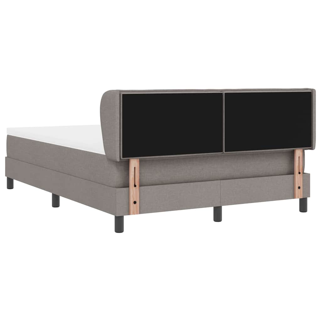 Postel S Boxspringem S Matrací S Čelo Taupe 140 X 190 Cm Textil