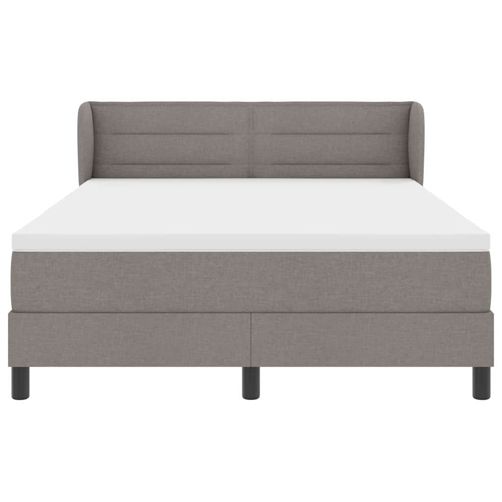 Postel S Boxspringem S Matrací S Čelo Taupe 140 X 190 Cm Textil